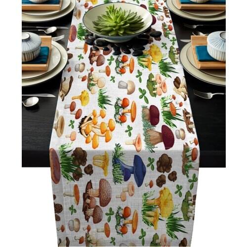 Mushroom Forest Plants Table Runners For Wedding Party Decoration Modern Placemats Coaster Table Runner Home Decor