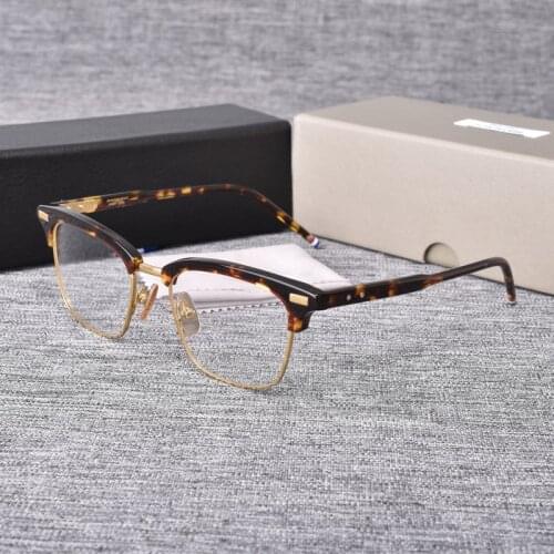 2021 New Thom Brand Designer Square Half-Rim Glasses Frame for Men Women Semi Rimless Eyeglasses Optical Prescription Eyewear