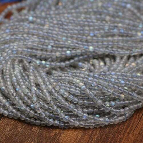 Wholesale Natural Flash Labradorites Small Beads Round Agates Stone Loose Bead for Making DIY Jewelry Necklace Size 2 3 4 mm