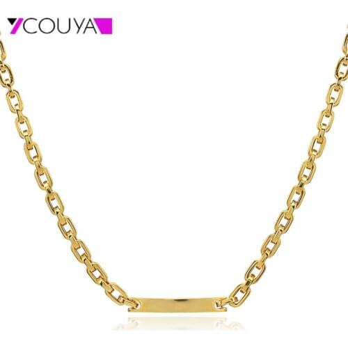 Customization Name Bar Necklace Engraving Necklace Lobster Clasp Chain Shiny Necklace Personality for Men Women