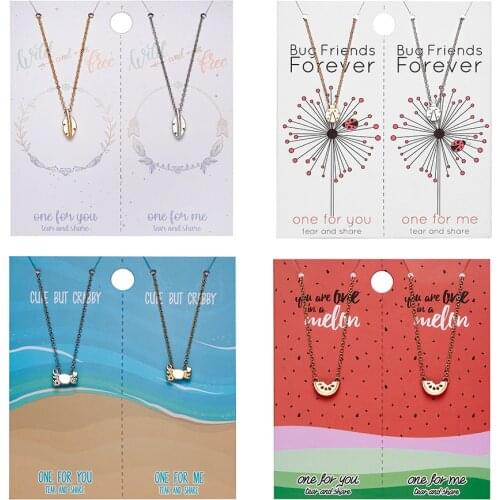 Rinhoo 2 PCs/Set Pendant Necklace with Card Simple Leaf Pendant Paper Card Necklace Couple Necklace Women Men Fashion Jewelry