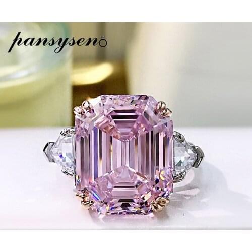 PANSYSEN 100% 925 Sterling Silver Sapphire Citrine Simulated Moissanite Gemstone Rings for Women Wedding Engagement Fine Jewelry