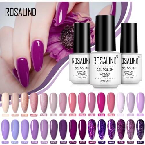 ROSALIND Hybrid Varnishes Gel Polish for Manicure Nail Art Gel nail polish Semi Permanent Soak Off 7ML Pure Colors UV Lacquer
