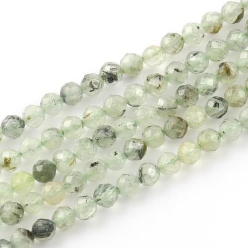 Natural Faceted Green Prehnites Jades Loose Stone Beads For Jewelry Making DIY Bracelet Neckalce Accessories 15''Inches 2 3 4mm