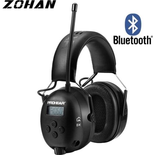 ZOHAN Noise Earmuffs AM/FM Radio headphones Ear Protection Bluetooth 5.0 Headphones Safety Defense for Mowing Lawn Work shooting