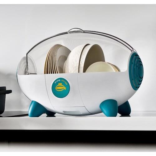 Space Capsule with Cover Dustproof Asphalt Cupboard Storage Bowl and Chopsticks Storage Rack Creative Airship Asphalt Bowl Rack