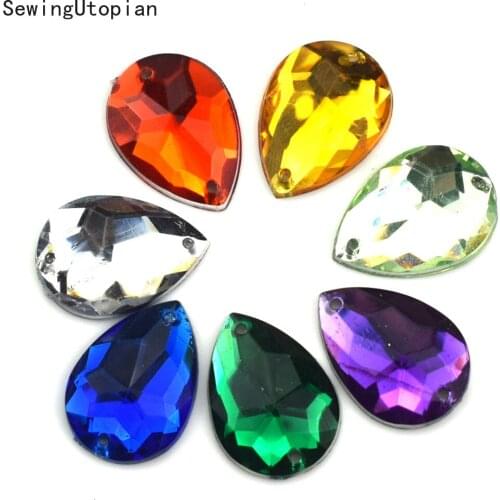 100PCS Sew on Rhinestones Drop Crystal Glass Glitter Rhinestone Flatback Rhinestones for Nail Art Sewing Fabric Decoretion