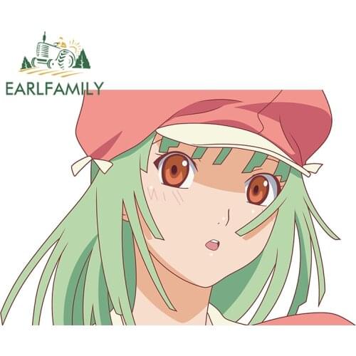 EARLFAMILY 13cm x 6.9cm for Bakemonogatari Renai Circulation Vinyl Car Stickers Waterproof Scratch-Proof Decal Motorcycle Decor