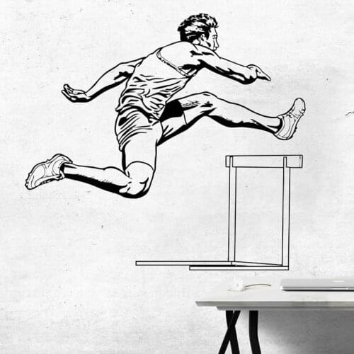 Vinyl Wall Decal Track and Field Running Svg Runner Heartbeat Sprint Barrier Marathon Wall Sticker for Room Decor Stickers C956