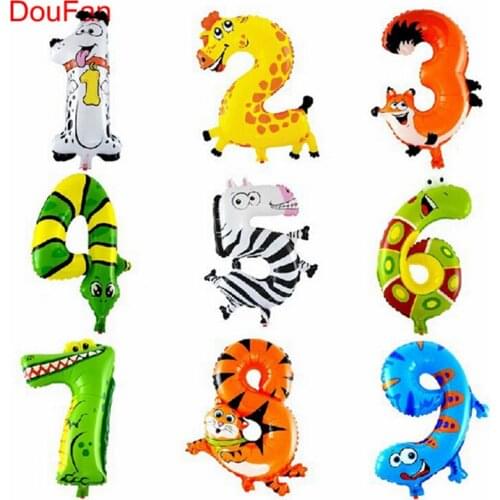 16inch Animals Number Foil Balloons Digit Helium Ballons Birthday Party Wedding Decor Air Baloons Event Party Supplies