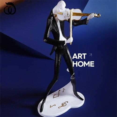 WU CHEN LONG Abstract Musician Art Sculpture Horse Violin Guitarist Figure Figurine Creative Resin Craft Home Decoration R6027
