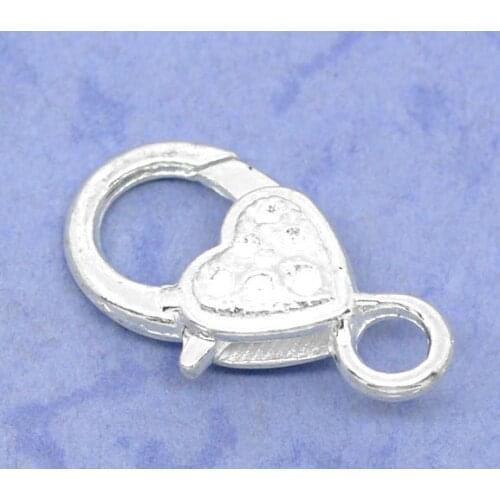 Free Shipping 100pcs Silver Plated Heart Lobster Clasps Findings 26x13mm Jewelry Findings Wholesales J0271*5