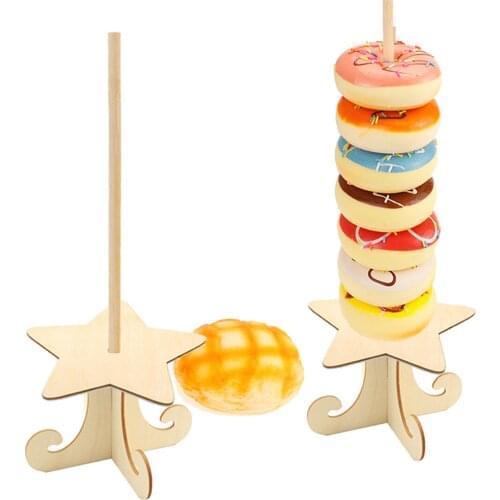 1pcs Wood Donut Stand Wooden Donut Display Detachable Donut Holder Bagel Display Stand Dessert Wood Holder for Wedding Birthday