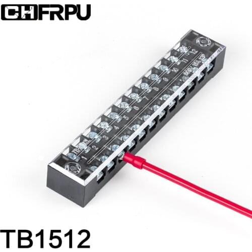 1PCS TB1512 Dual Row Barrier Screw Terminal Block Strip Wire Connector Fixed Wiring Board 600V 15A
