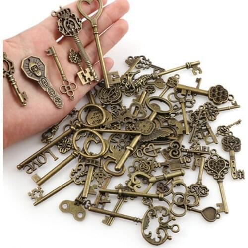 10pcs Vintage Metal Mixed Keys Charms Key Pendants Necklace DIY Decoration Retro Handmade Crafts Jewelry Accessories Zinc Alloy