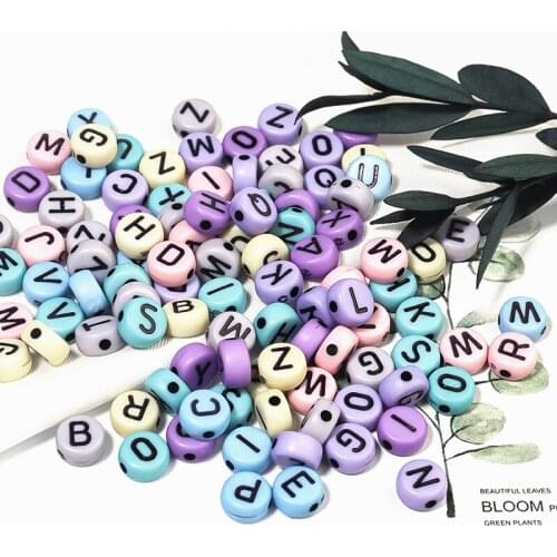 100pcs/Lots Acrylic Letter Beads Charm Bracelet Mix Color DIY Handmade Decoration Jewelry Making Necklace Gift for Women