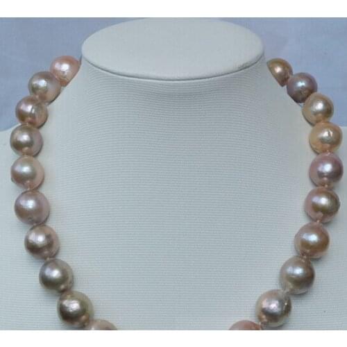 16MM natural Purple Edison Nucleated Flameball Baroque Pearl Necklace