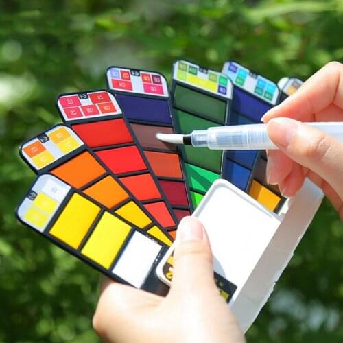 18/25/33/42 Colors Paint Set Professional Foldable Watercolor Paint Set with Brush Foldable Travel Color Pigment For Painting