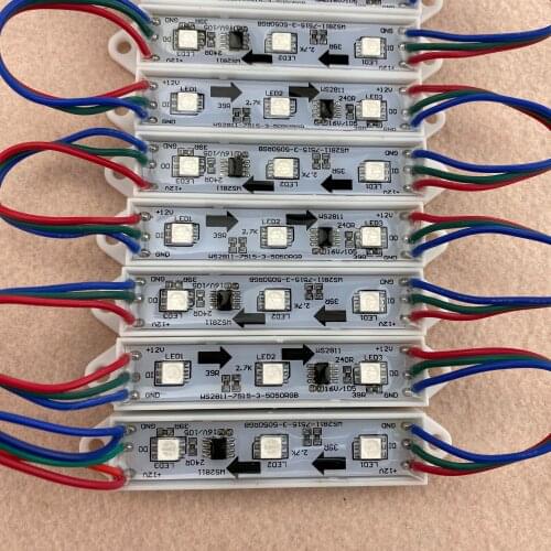 20pcs/string DC12V WS2811 smart LED RGB full color pixel module,IP68,0.72W