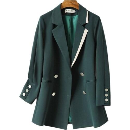 Street Fashion Suit Jacket For Women 2021 Spring Autumn New Korean Style Black Dark Green Casual Lady Chic Blazers Jacket aq942