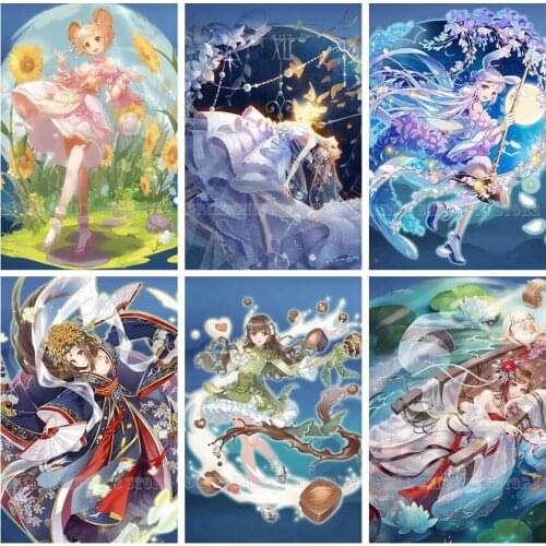 5D Diy diamond painting Anime beauty Cute girl Full Drill Diamond embroidery cross stitch mosaic Kit Wall Sticker Home Decor
