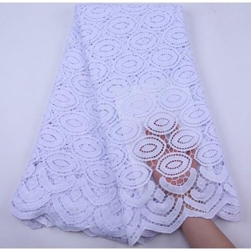 African Pure white Cord Guipure Lace Fabric High Quality Nigeria Milk Silk Water Soluble Lace French Mesh Cord Laces For Wedding
