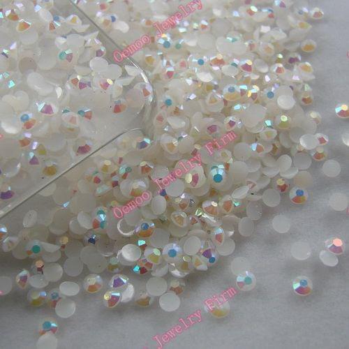 White AB 2mm,3mm,4mm Nail Art Resin Jelly Rhinestone Round Flatback For DIY Nail Art Accessories