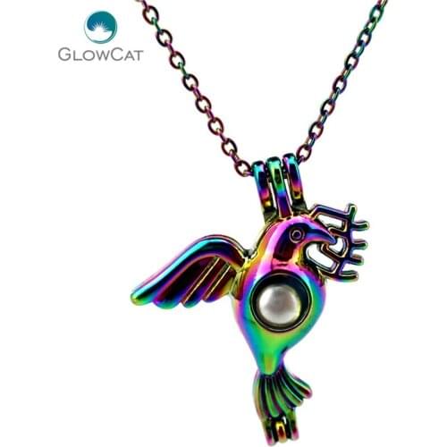 C62 COLORS Peace Bird bead cage Necklace Pendant Aroma Essential Oil Diffuser Locket Necklace