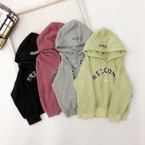 Childrens Hoodies 2021 Spring New Korean Kids Boys Sweatshirts Casual Loose Letter Print Hooded Hoodies For Girls Baby Clothing