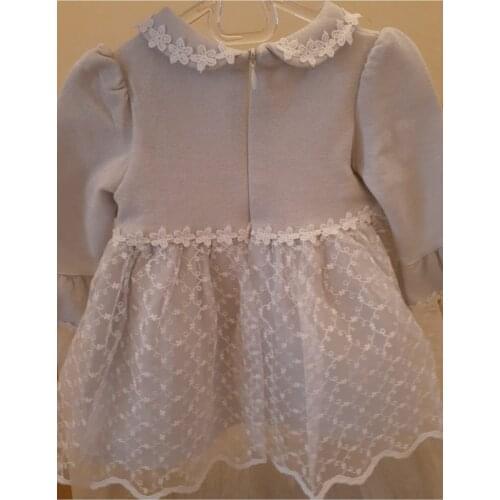 Daisy Girl Baby Dress Printed Cotton V-Neck Gray