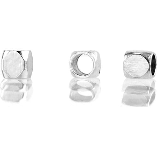 DIY 2.5x2.5mm Square Bead 2mm Hole Stainless Steel Beads Small Tiny Beads for Necklace Bracelet Wholesale 300pcs