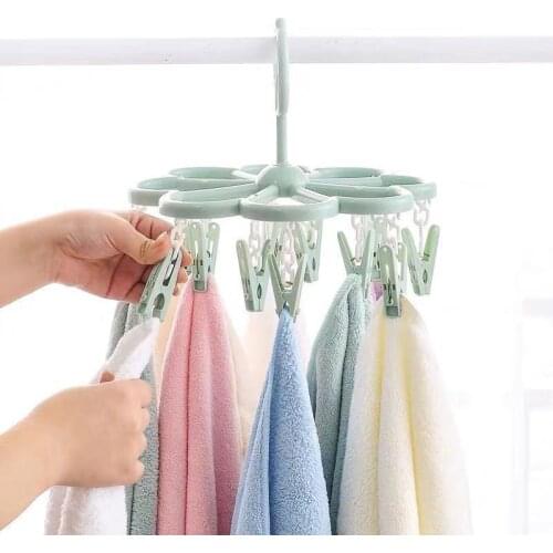 Home Gadgets Clothes Pegs Round Plum Blossom Hanger To Hang Underwear Socks Household Folding Drying Rack Plastic Multi Clip