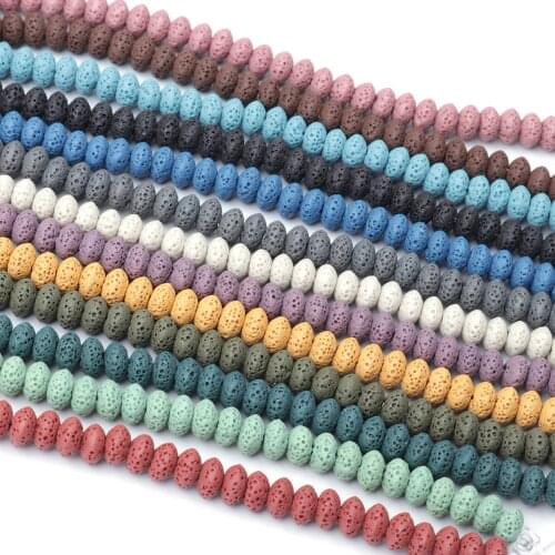 Doreen Box (Grade A) Lava Rock Natural Beads Wheel 9mm x 5mm, Hole: 2mm, 20cm(7 7/8") 1 Strand Approx 39 PCs/Strand