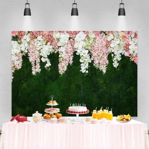Laeacco Green Flowers and Leaves Wedding Photo Wall Indoor Room Backgrounds Photography For Birthday Party Photo Studio