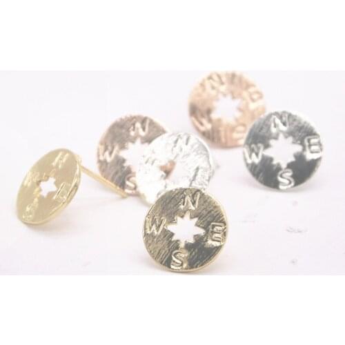 Geometrical element compass stud earrings Simple Unique Travel tiny Compass Stud Earrings for Women Earring Girls