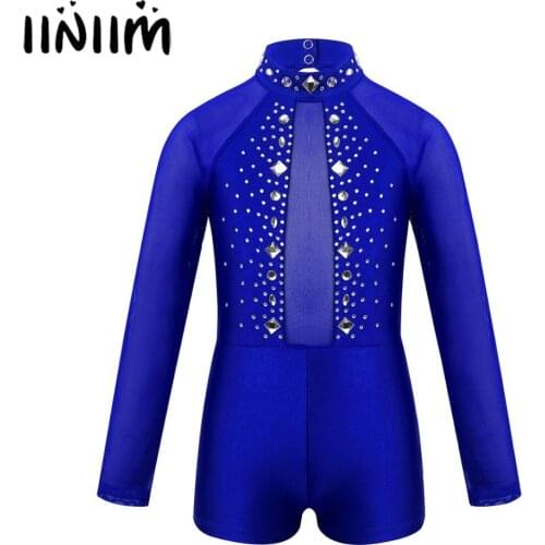 Iiniim Kids Girls Ballerina Sparkly Rhinestone Tulle Backless Ballet Dance Gymnastics Leotard Unitard Skating Dancewear Costume
