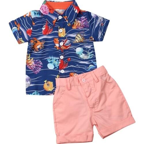 Citgeett Summer Kids Clothes Set Baby Boy Short Sleeve T-shirt+Pant 2pcs Casual Outfit Beach Set Gentleman Summer