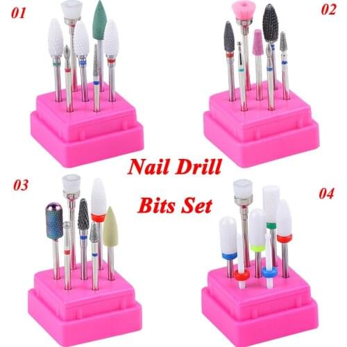 7 Pcs Nail Drill Bits Set Carbide Ceramic Milling Cutter Gel Polish Remover Electric Pedicure Drill Nail Files Nail Art Tool