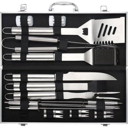 Barbecue Grilling Utensil Camping Accessories Outdoor Cooking Tools Kit Stainless Steel BBQ Tools Set with Storage Case/Bag