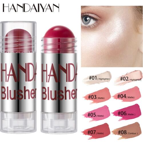 2021 New Makeup Cream Blush Stick Face Makeup Shimmer Contour Cream Cheek Blusher Cosmetics Brighten Pink Peach Blush Make Up