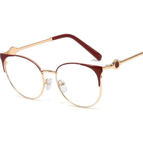 New Fashion Round Frame Metal Glasses Flat Mirror Trend Myopia Unisex UV400