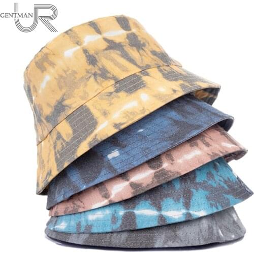 New Fashion Bucket Hats Cotton Ink Tie-Dye Printing Summer Women Cap Outdoor Streetwear Sunscreen Sun Hat Female Panama Cap