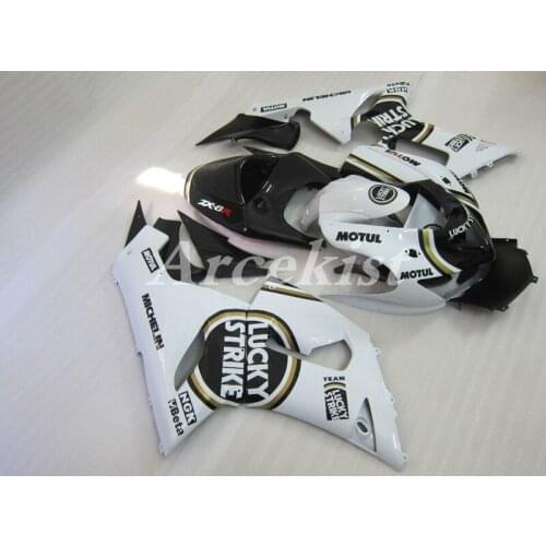 New ABS Whole Motorcycle bike Fairings Kit Fit for Kawasaki Ninja ZX-6R 2005 2006 05 06 636 Bodywork set lucky white black