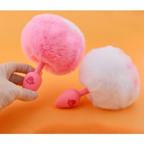 Cat Paw Print Anal Plug Sex Toys For Women Role-playing Props Tail Plush Animal Butt Plug Cosplay Anal Erotic Fetish Anus Toys