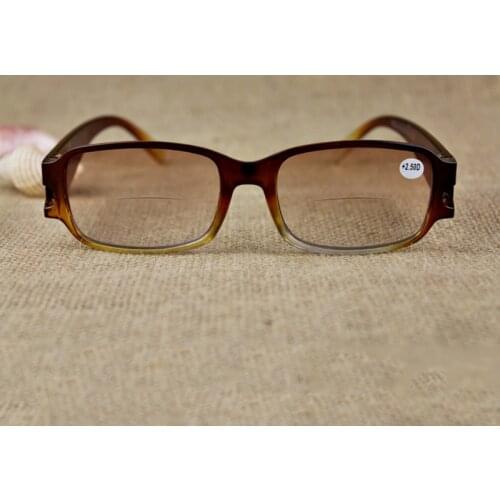 Men Women Bifocal Spectacles Presbyopia Diopter Hyperopia Reading Glasses 1.0 To 4.0 Brown 046