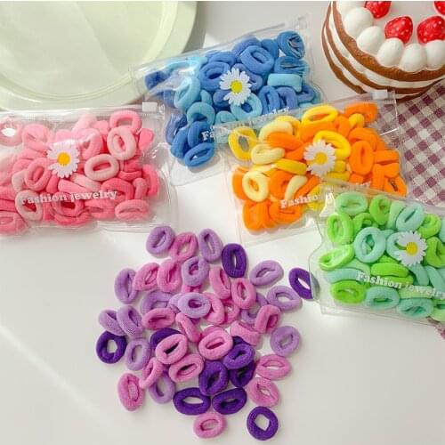 Kid Small Hair Bands Baby Girl Children Headbands Gradient Colorful Elastic Hair Tie Scrunchie Hair Rope 50pcs Hair Accessories