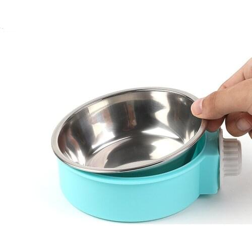 Removable Pet Bowl Cage Dog Bowl with Bolt Holder Stainless Steel Hanging Water Food Feeder Coop Cup for Cat Puppy Bird Pet