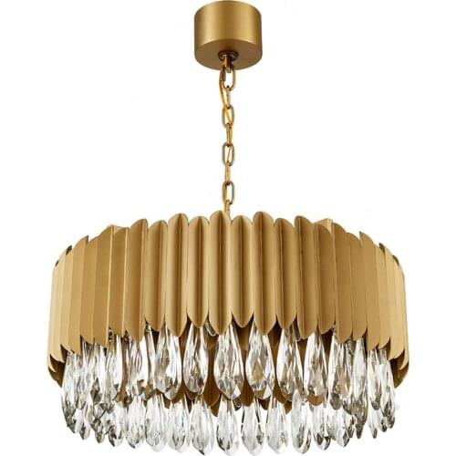 Modern Crystal LED Foyer Pendant Lights Gold Stainless Steel Bedroom Hall Round Pendant Lamp Hanging Light Fixtures Loft Deco