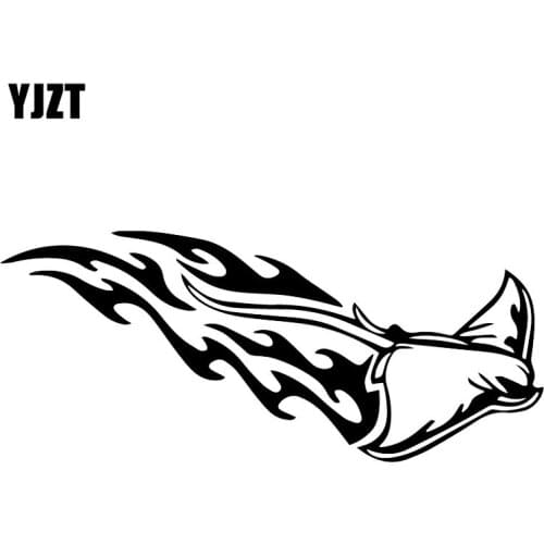 YJZT 16.7X7.1CM Tribal Manta Ray Flames Door Window Vinyl Decal Car Sticker Accessories C25-0611