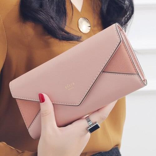Womens Wallet Womens Purses 2021 New Japanese and Korean Bills Folder Frosted Envelope Solid Color Long Fold Female Wallet